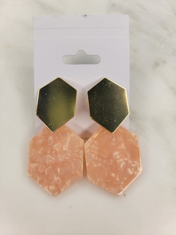 Resin earings gold and pink
